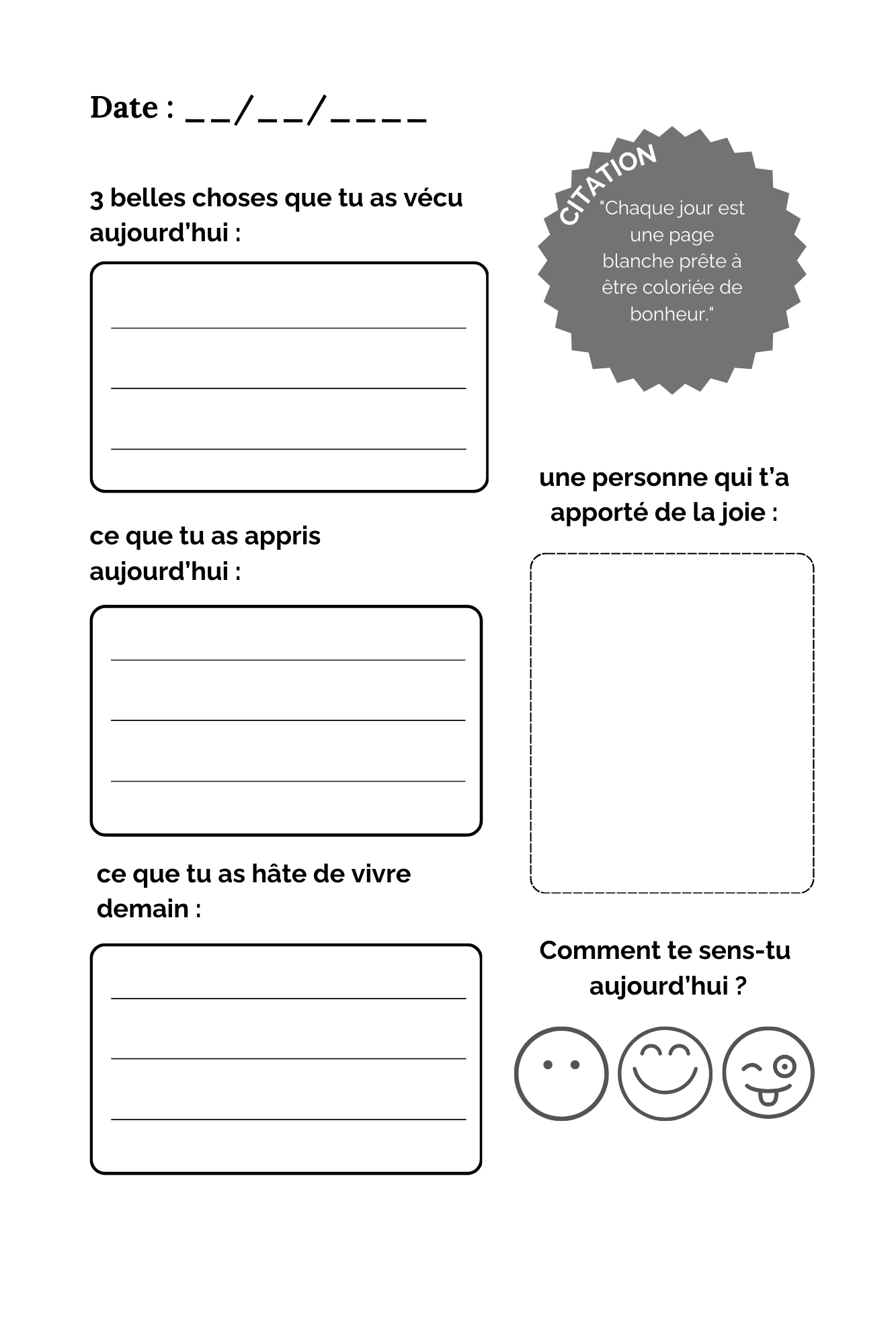 Carnet de Gratitude N°1